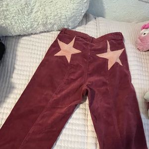 Red Coudroy pants with pink stars